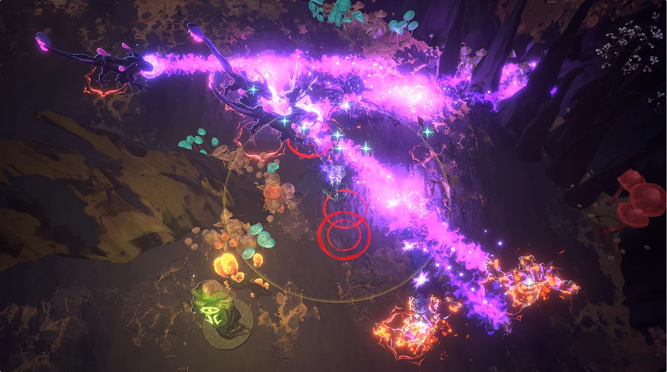 Colorful combat scene from Shape of Dreams